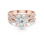 3.23 CT Round Cut Triple Pavé Diamond Engagement Ring