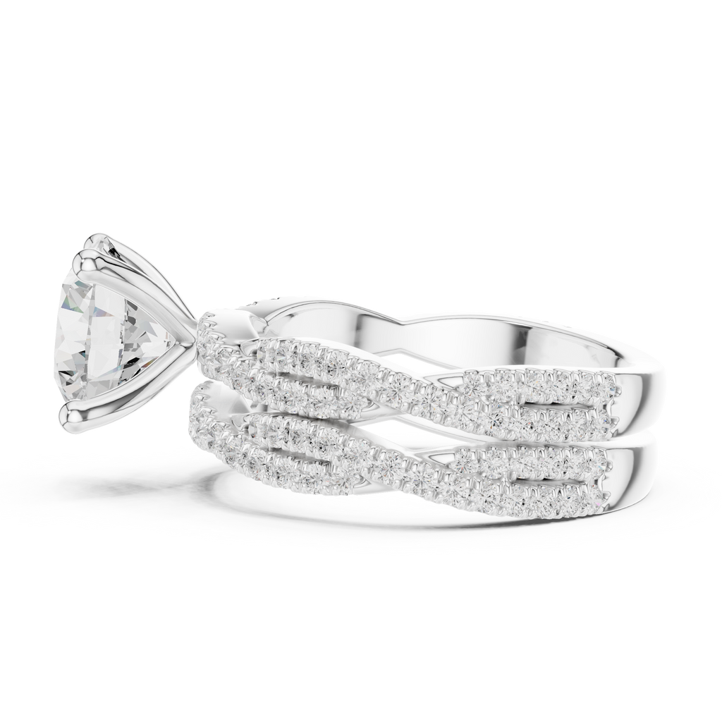 3.23 CT Round Cut Triple Pavé Diamond Engagement Ring