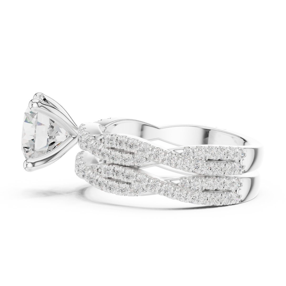 Round Cut Triple Pavé Diamond Engagement Ring – view 5 of 15, lab grown diamond ring | Jewelix Atelier