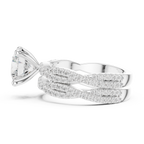 3.23 CT Round Cut Triple Pavé Diamond Engagement Ring