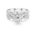 3.23 CT Round Cut Triple Pavé Diamond Engagement Ring