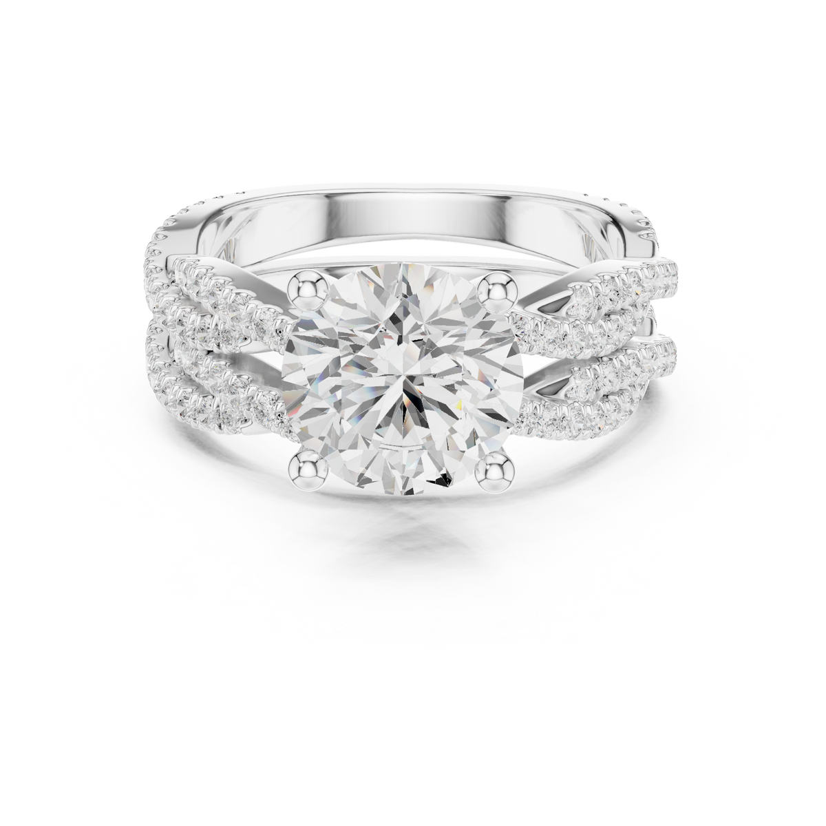 Round Cut Triple Pavé Diamond Engagement Ring — Jewelix Atelier