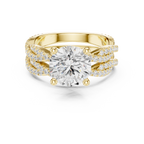 3.23 CT Round Cut Triple Pavé Diamond Engagement Ring