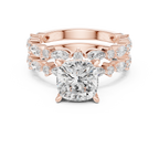 Cushion Cut Diamond Marquise Double Band Engagement Ring