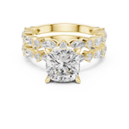 Cushion Cut Diamond Marquise Double Band Engagement Ring