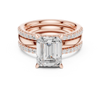 Emerald Cut Diamond Triple Band Engagement Ring