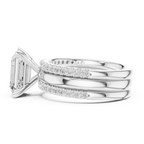 Emerald Cut Diamond Triple Band Engagement Ring