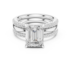 Emerald Cut Diamond Triple Band Engagement Ring