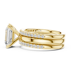 Emerald Cut Diamond Triple Band Engagement Ring