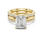 Emerald Cut Diamond Triple Band Engagement Ring