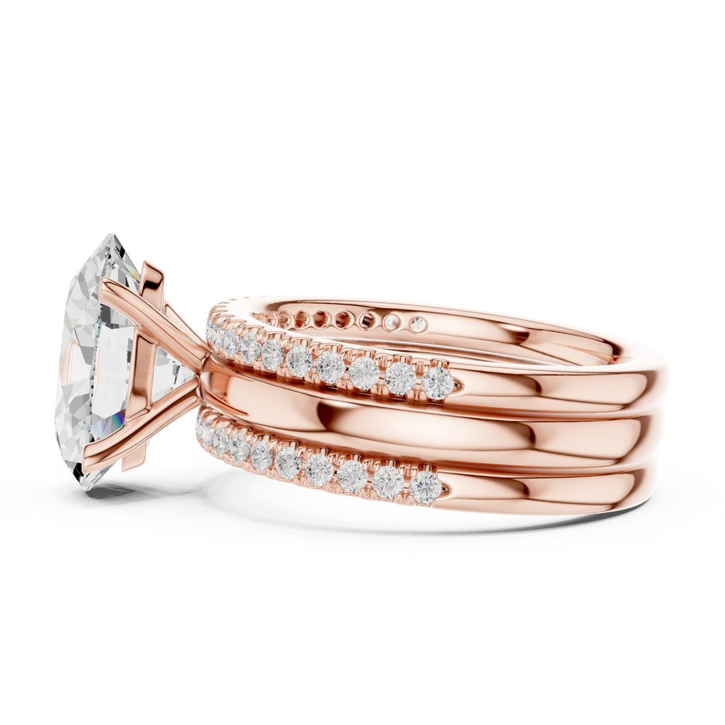Oval Cut Diamond Triple Band Engagement Ring