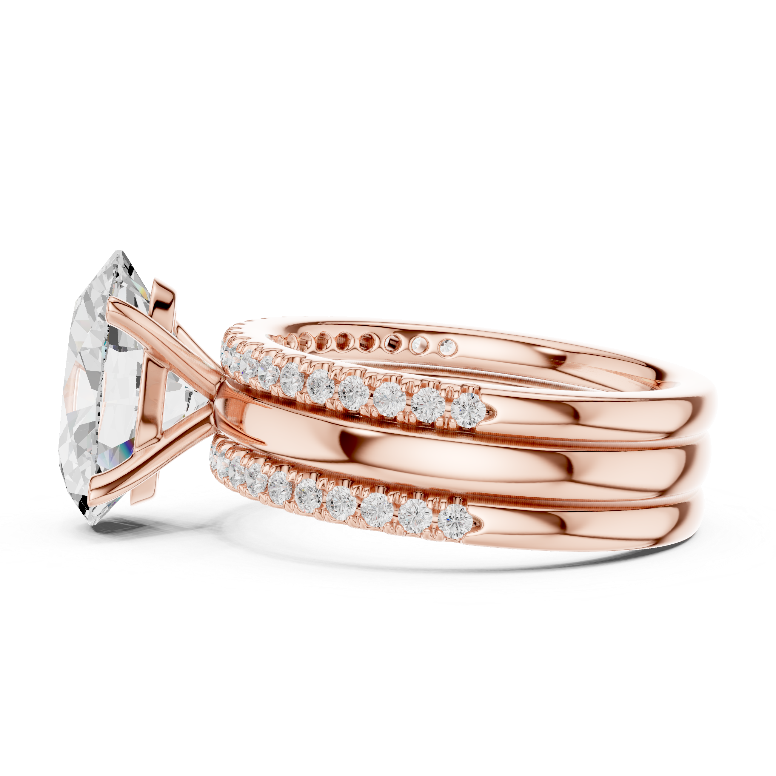 Oval Cut Diamond Triple Band Engagement Ring