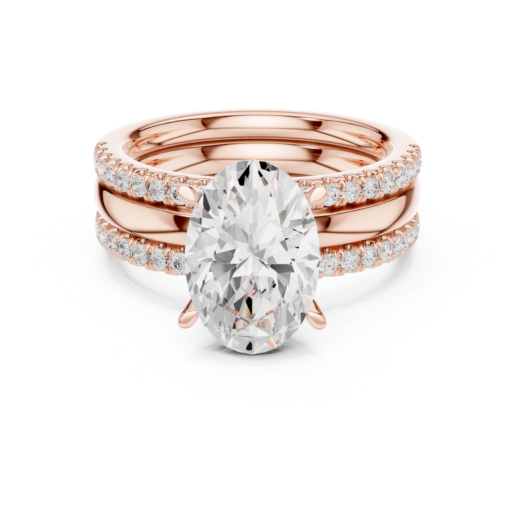 Oval Cut Diamond Triple Band Engagement Ring
