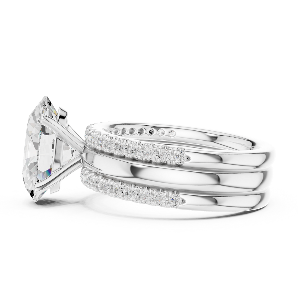Oval Cut Diamond Triple Band Engagement Ring