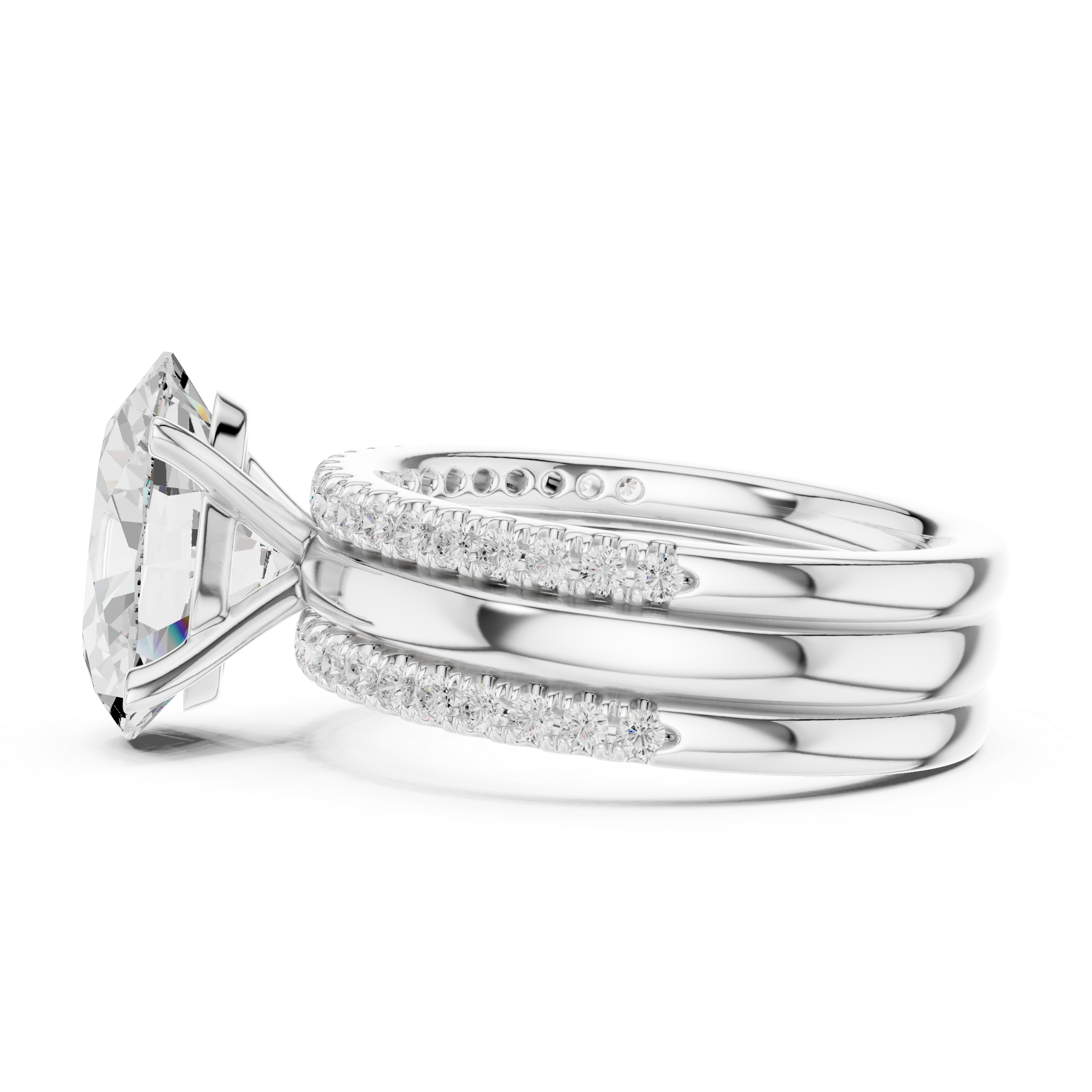 Oval Cut Diamond Triple Band Engagement Ring