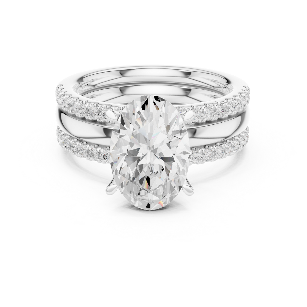 Oval Cut Diamond Triple Band Engagement Ring