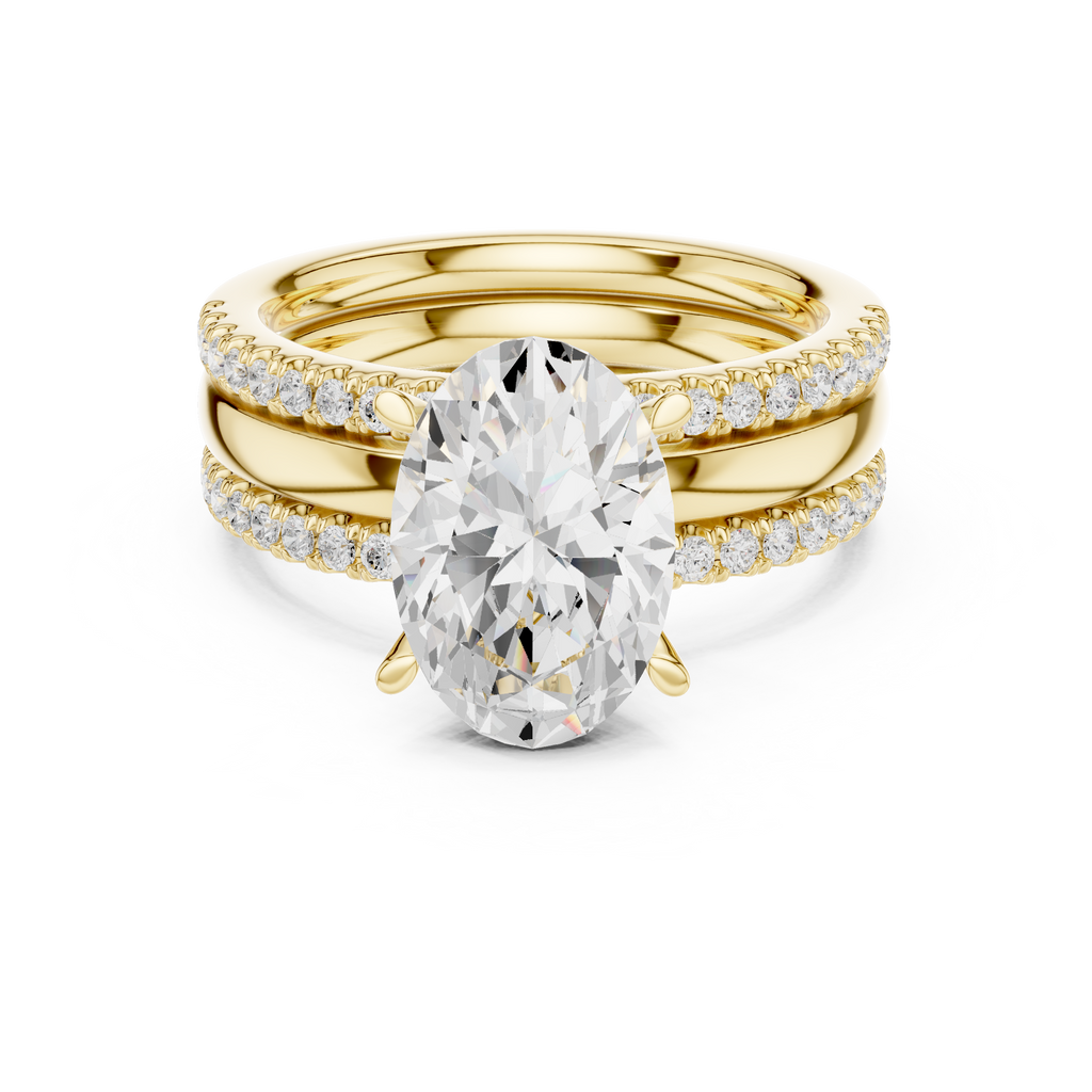 Oval Cut Diamond Triple Band Engagement Ring