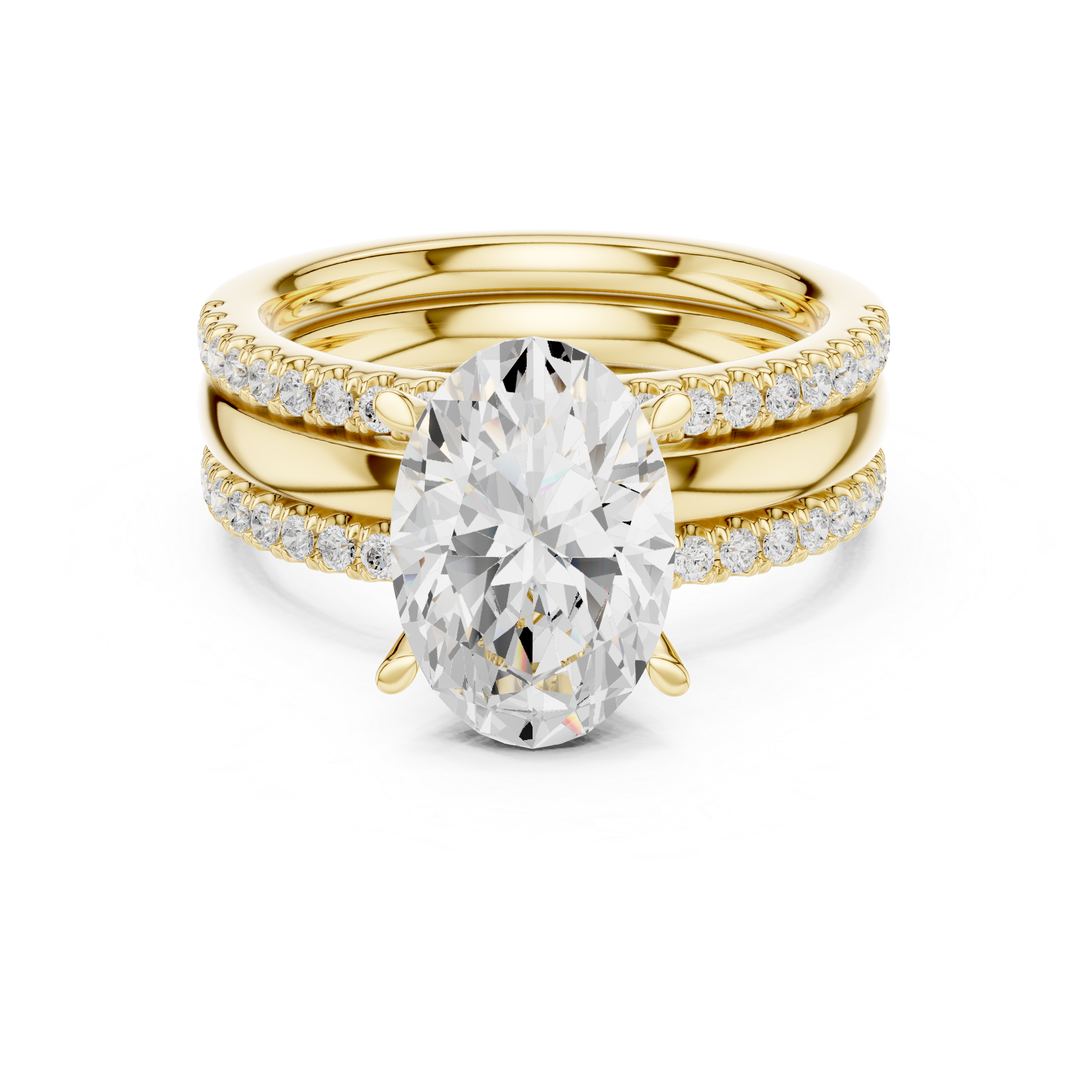 Oval Cut Diamond Triple Band Engagement Ring