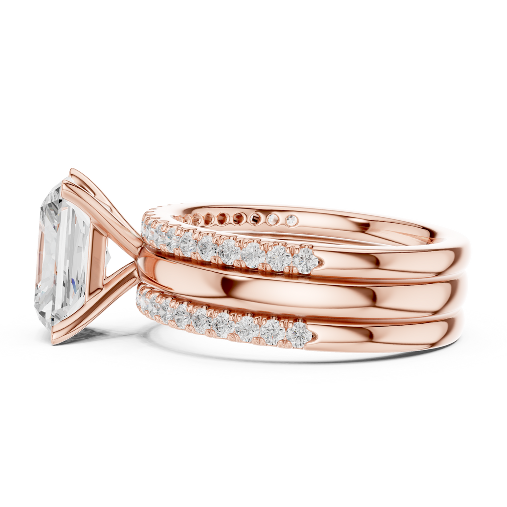 Radiant Cut Diamond Triple Band Engagement Ring
