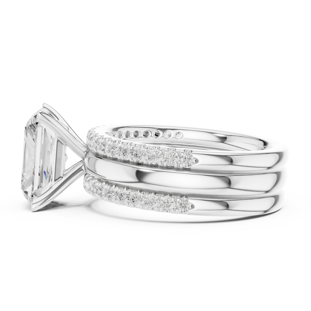 Radiant Cut Diamond Triple Band Engagement Ring