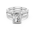 Radiant Cut Diamond Triple Band Engagement Ring