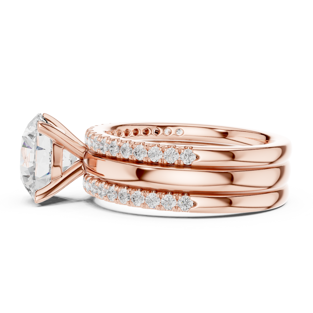 Round Brilliant Diamond Triple Band Engagement Ring