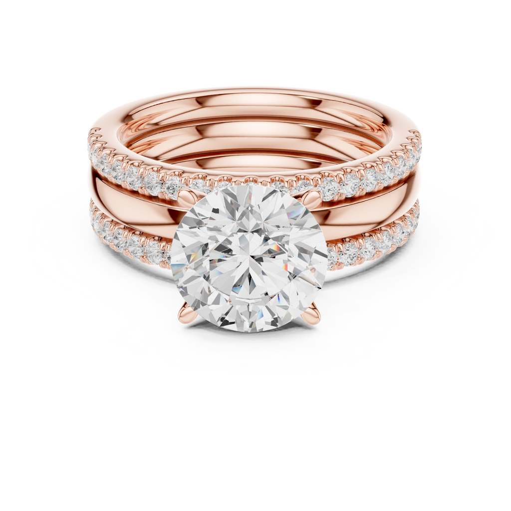 Round Brilliant Diamond Triple Band Engagement Ring