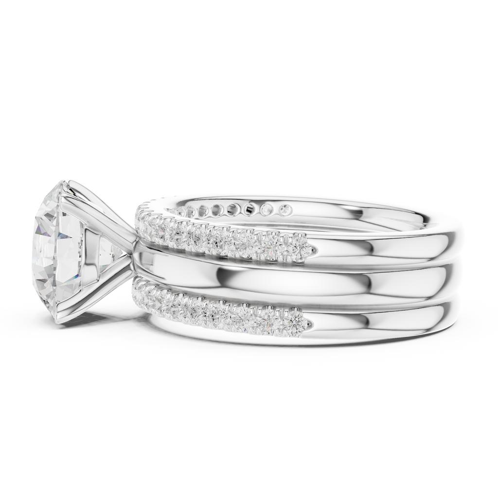 Round Brilliant Diamond Triple Band Engagement Ring