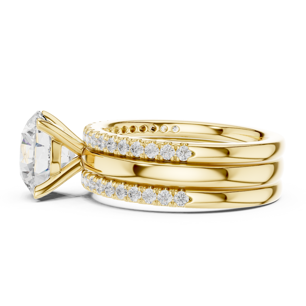 Round Brilliant Diamond Triple Band Engagement Ring