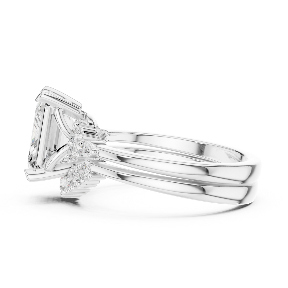 Emerald Cut Diamond Cluster Engagement Ring