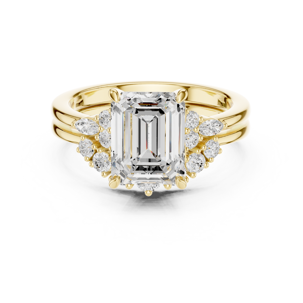 Emerald Cut Diamond Cluster Engagement Ring
