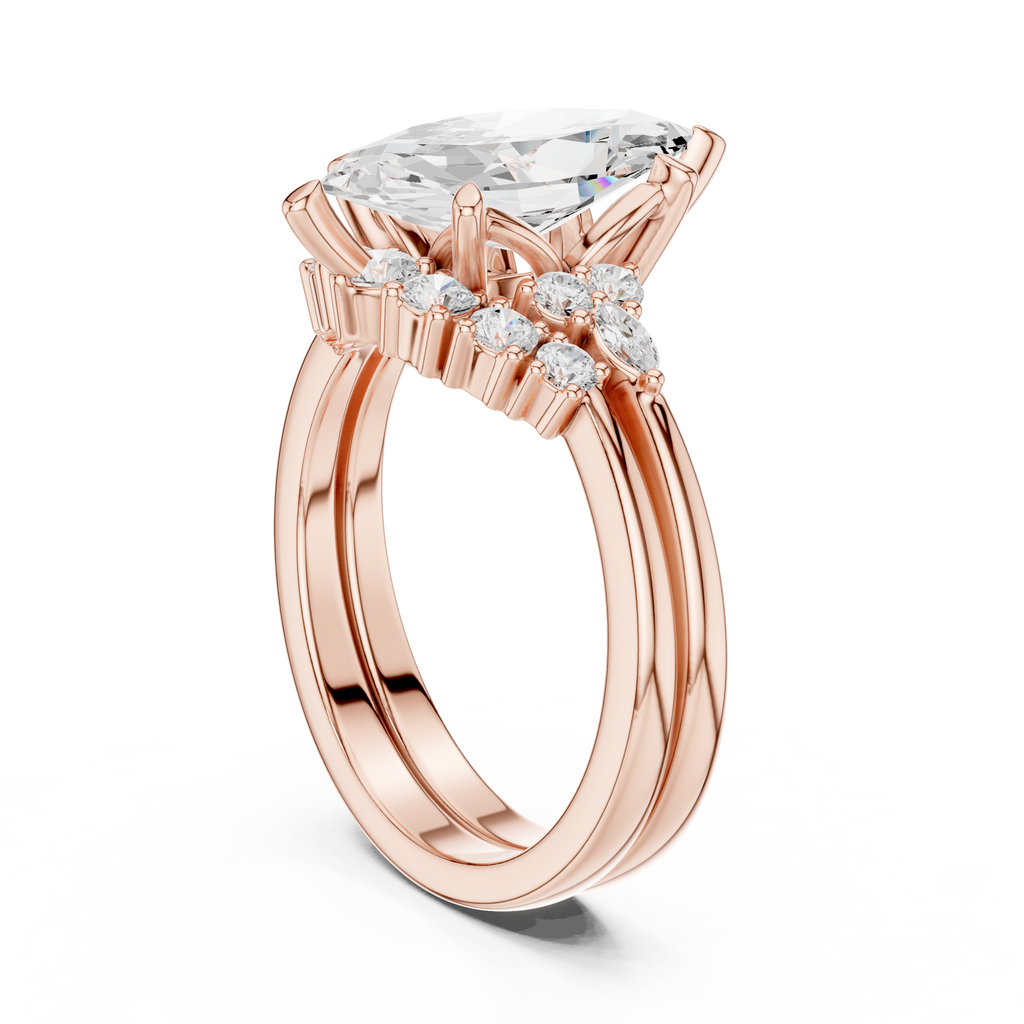 Marquise Diamond Cluster Engagement Ring with Split Shank
