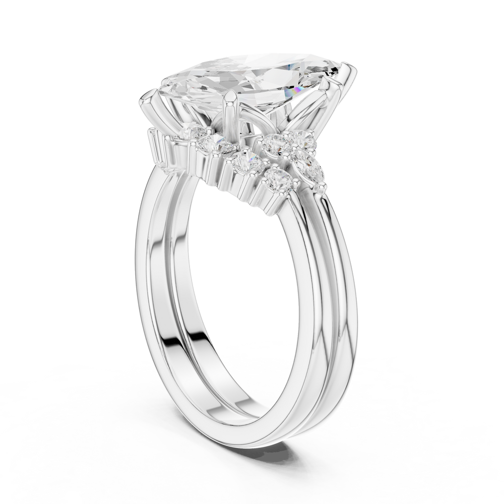 Marquise Diamond Cluster Engagement Ring with Split Shank