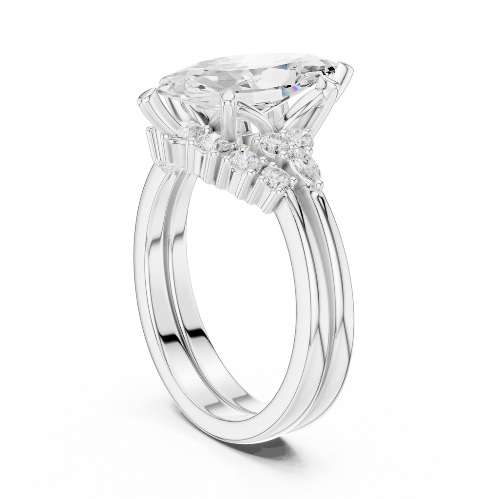 Marquise Diamond Cluster Engagement Ring with Split Shank