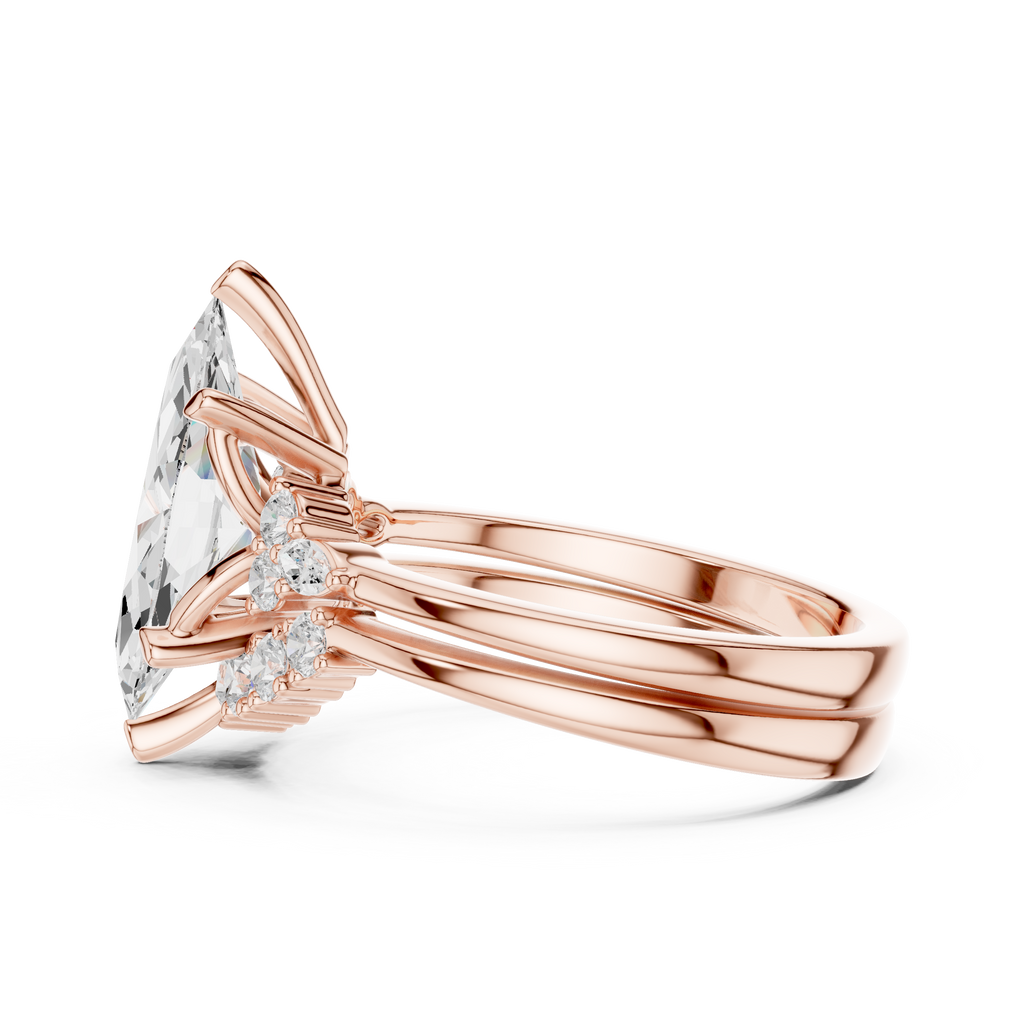 Marquise Diamond Cluster Engagement Ring with Split Shank