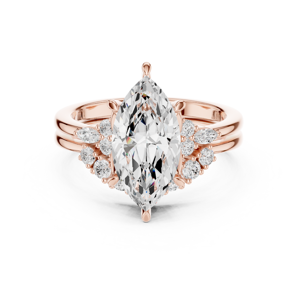 Marquise Diamond Cluster Engagement Ring with Split Shank