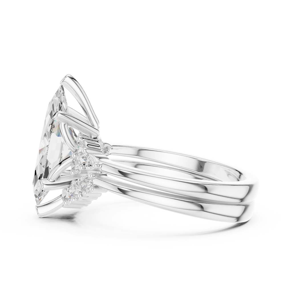 Marquise Diamond Cluster Engagement Ring with Split Shank