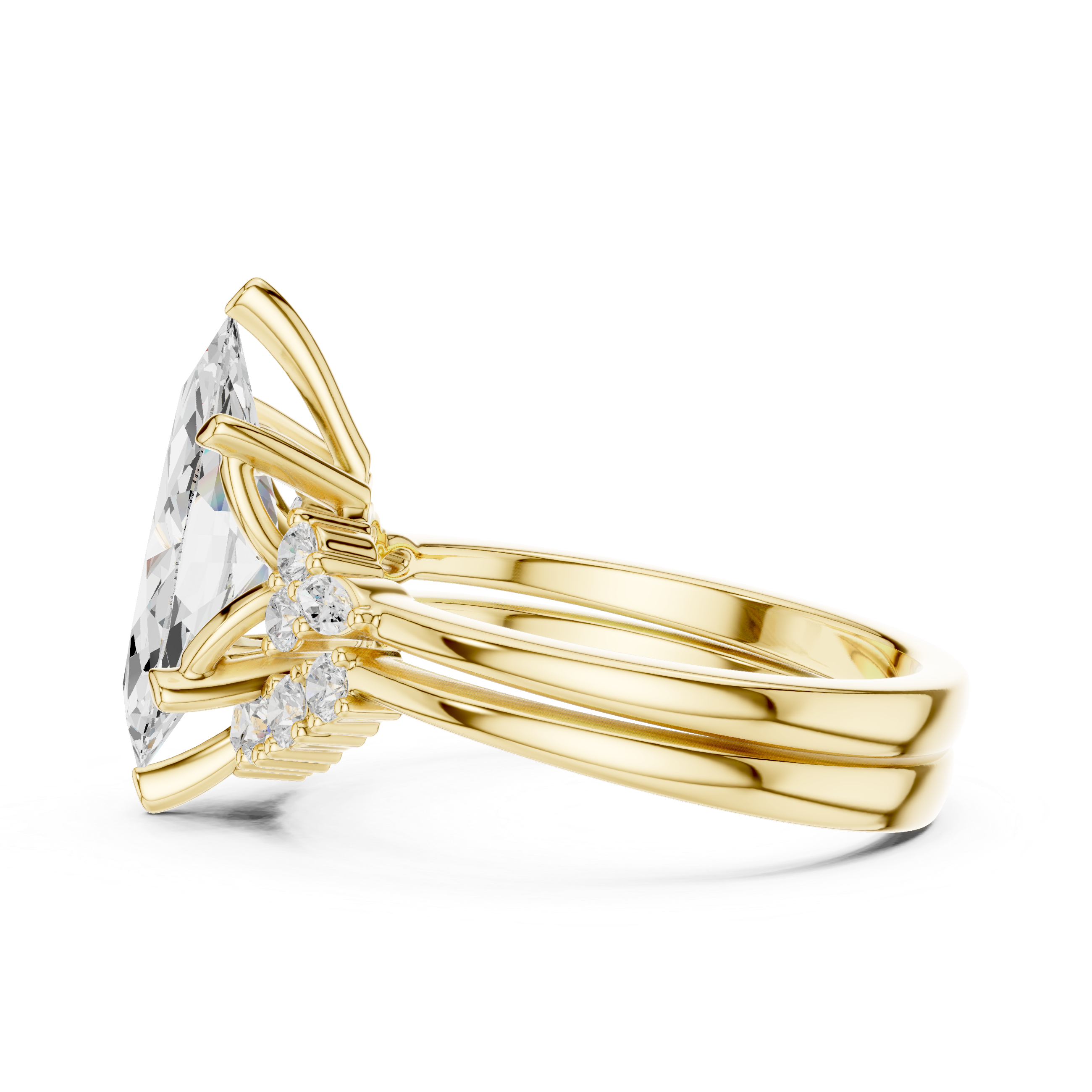 Marquise Diamond Cluster Engagement Ring with Split Shank