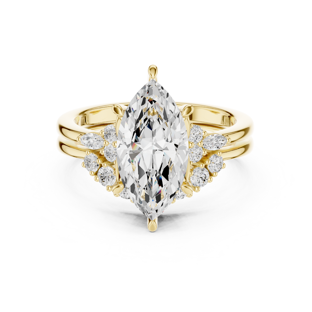 Marquise Diamond Cluster Engagement Ring with Split Shank