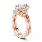 Oval Diamond Cluster Engagement Ring with Split Shank