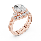 Oval Diamond Cluster Engagement Ring with Split Shank