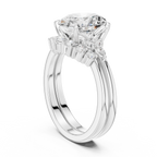 Oval Diamond Cluster Engagement Ring with Split Shank