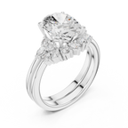 Oval Diamond Cluster Engagement Ring with Split Shank