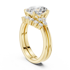 Oval Diamond Cluster Engagement Ring with Split Shank