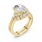 Oval Diamond Cluster Engagement Ring with Split Shank