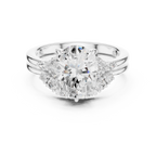 Oval Diamond Cluster Engagement Ring with Split Shank