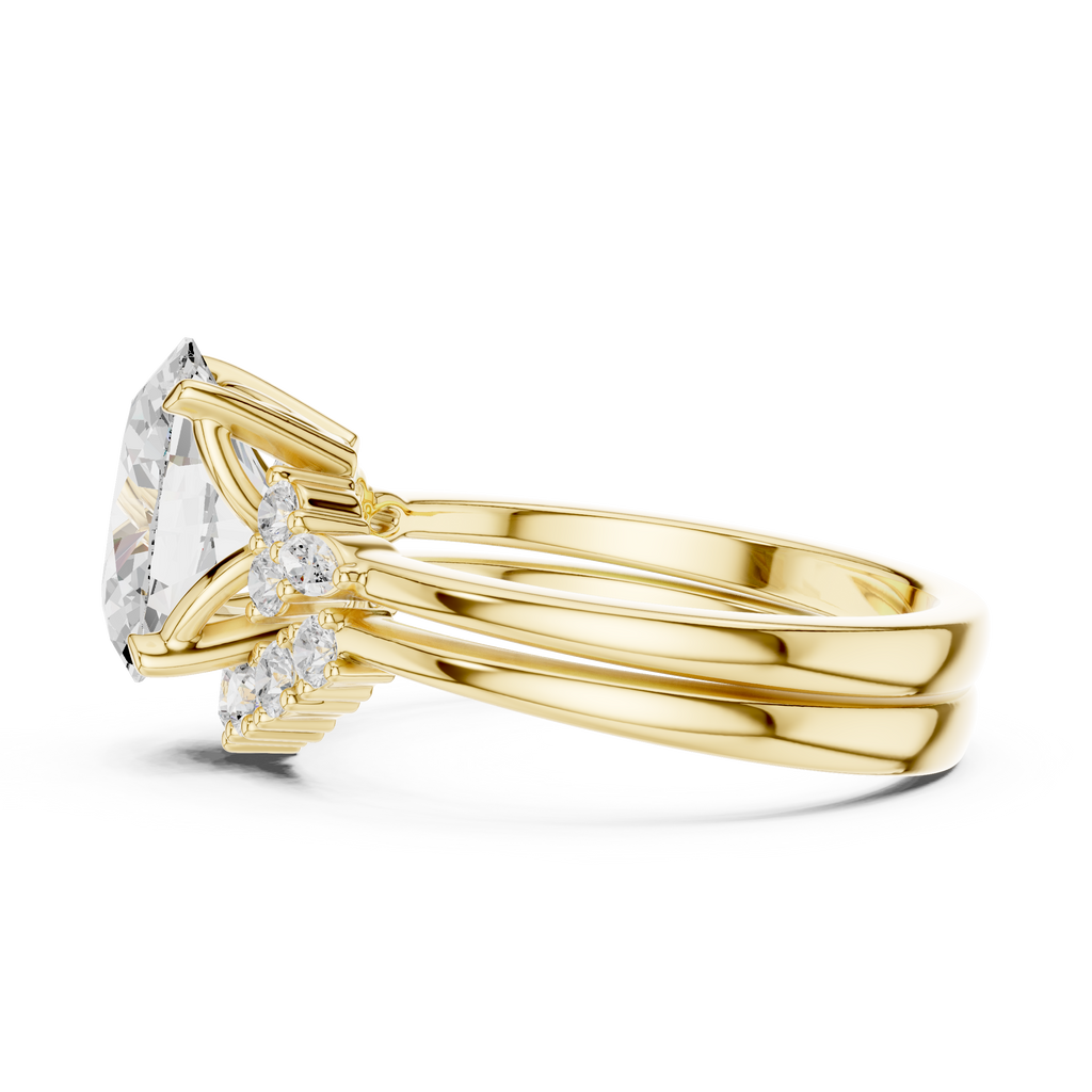 Oval Diamond Cluster Engagement Ring with Split Shank