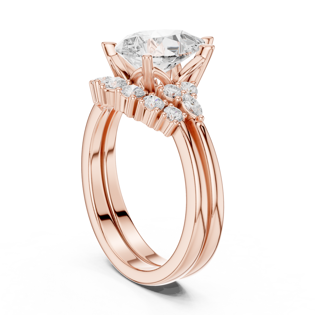 Pear Diamond Cluster Engagement Ring with Split Shank