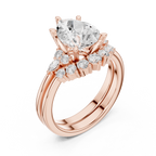 Pear Diamond Cluster Engagement Ring with Split Shank
