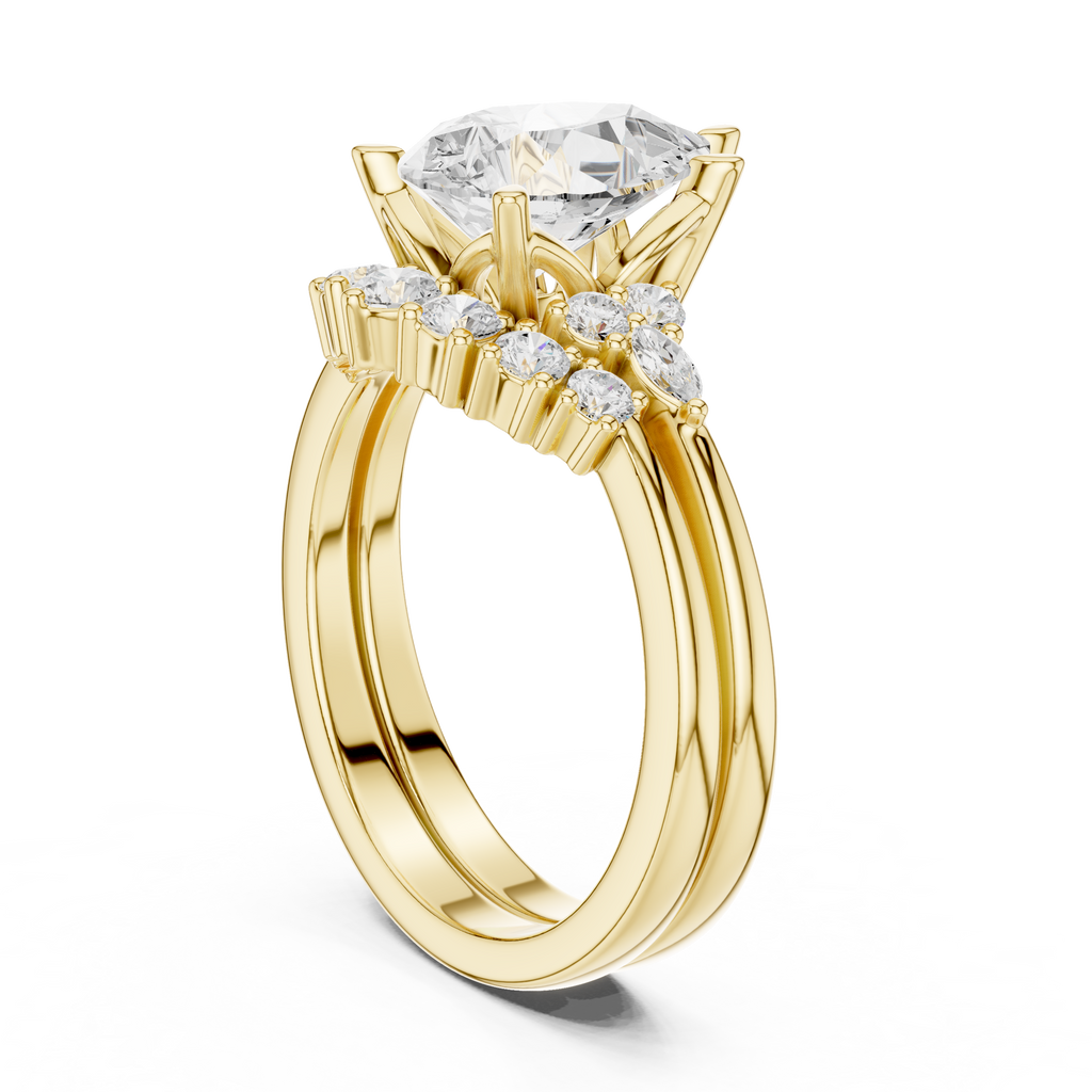 Pear Diamond Cluster Engagement Ring with Split Shank